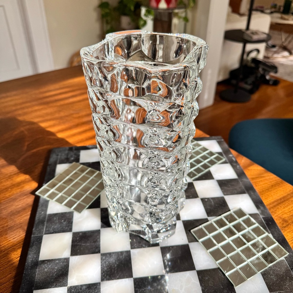 Vintage Crystal Windsor Geometric Vase By J.G Durand for Luminarc | France |